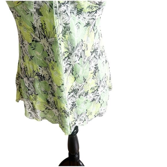 JKLA California Women’s Y2K Tank Chiffon Size Large Green White Sweetheart Neck - Picture 8 of 14